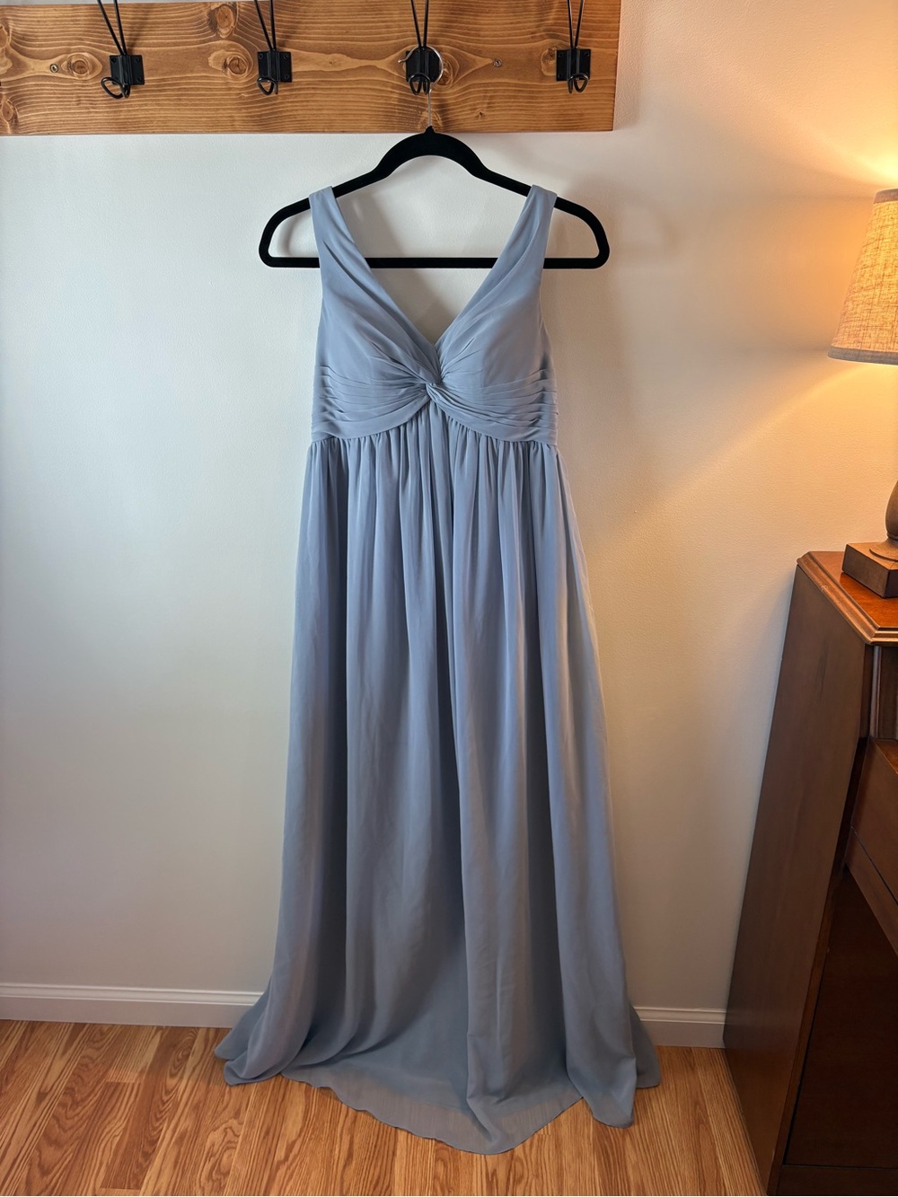 Azazie Light Blue Chiffon V-Neck Maxi Dress